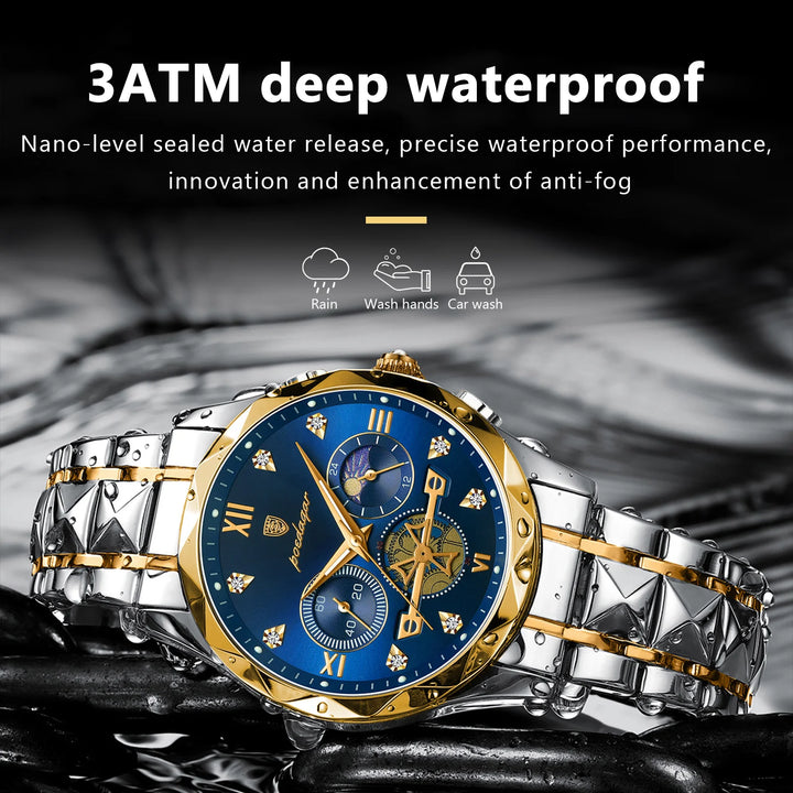 POEDAGAR Luxury Man Wristwatch Waterproof Luminous Chronograph Watch for Men