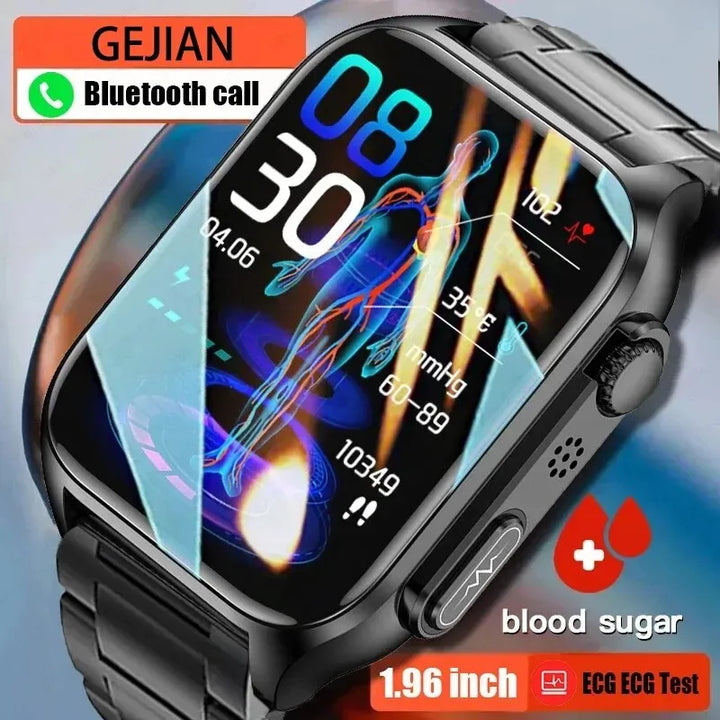 24h Blood Glucose Monitor Smart Watch - ECG+PPG Blood Pressure Measurement