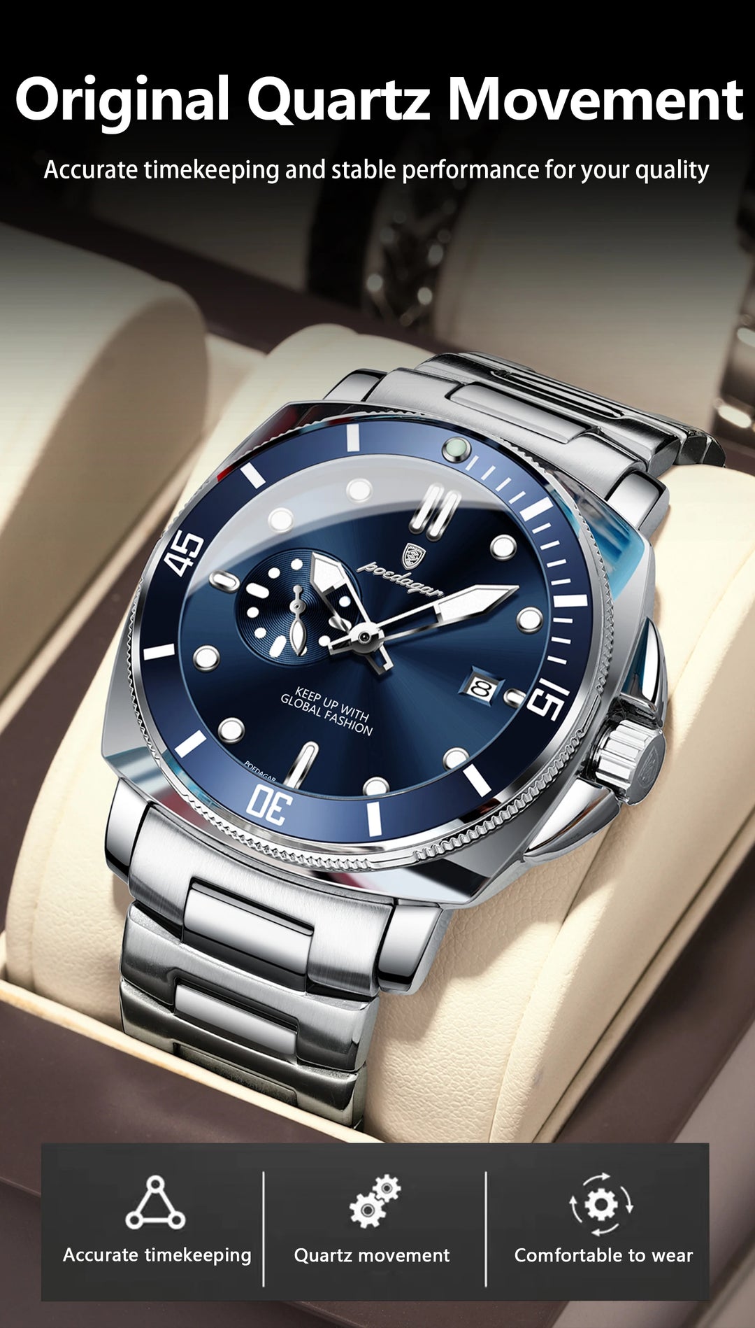 POEDAGAR SportLux® – Men’s Waterproof Quartz Watch