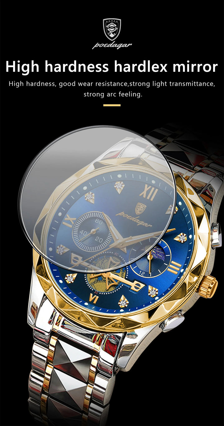 POEDAGAR Luxury Man Wristwatch Waterproof Luminous Chronograph Watch for Men
