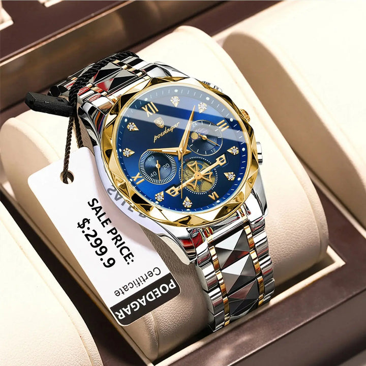 POEDAGAR Luxury Man Wristwatch Waterproof Luminous Chronograph Watch for Men