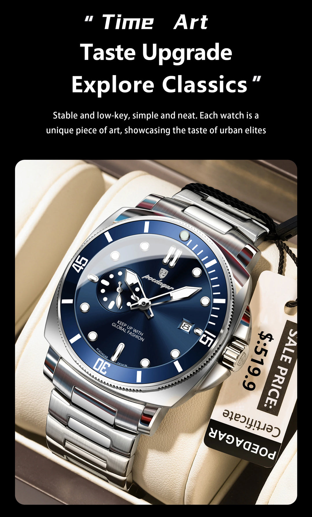 POEDAGAR SportLux® – Men’s Waterproof Quartz Watch