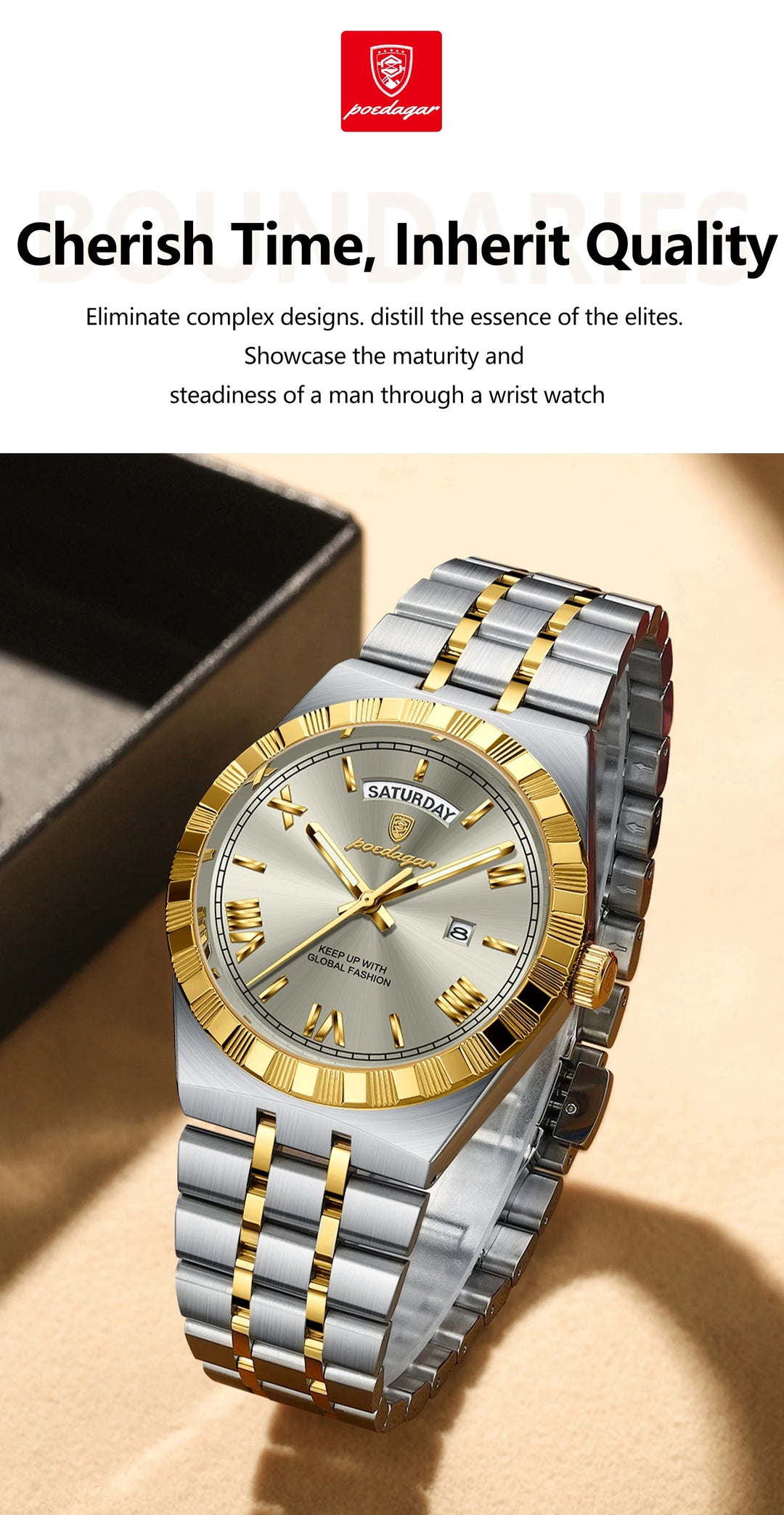 POEDAGAR Classic Lux® – Men’s Stainless Steel Watch