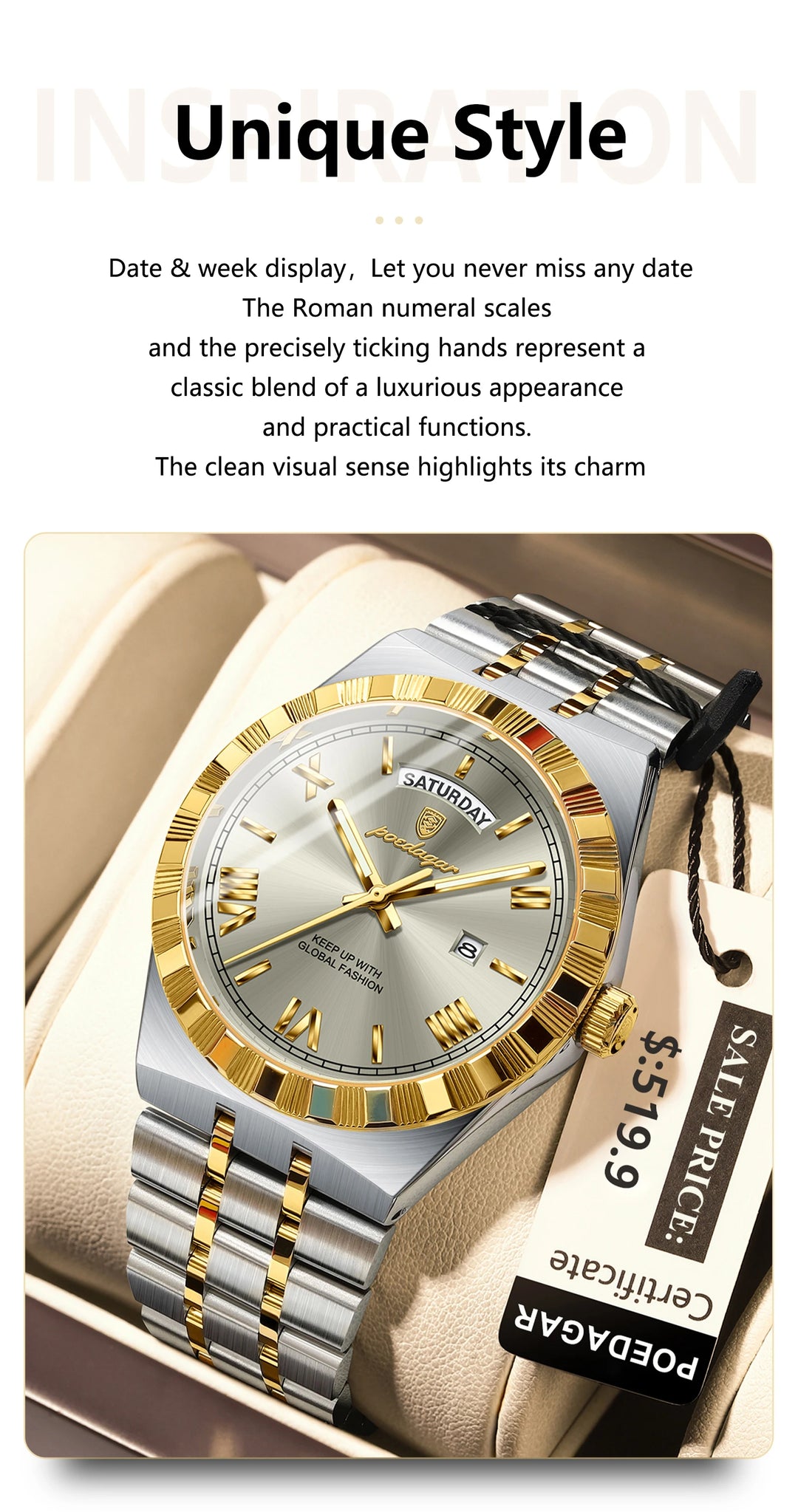 POEDAGAR Classic Lux® – Men’s Stainless Steel Watch