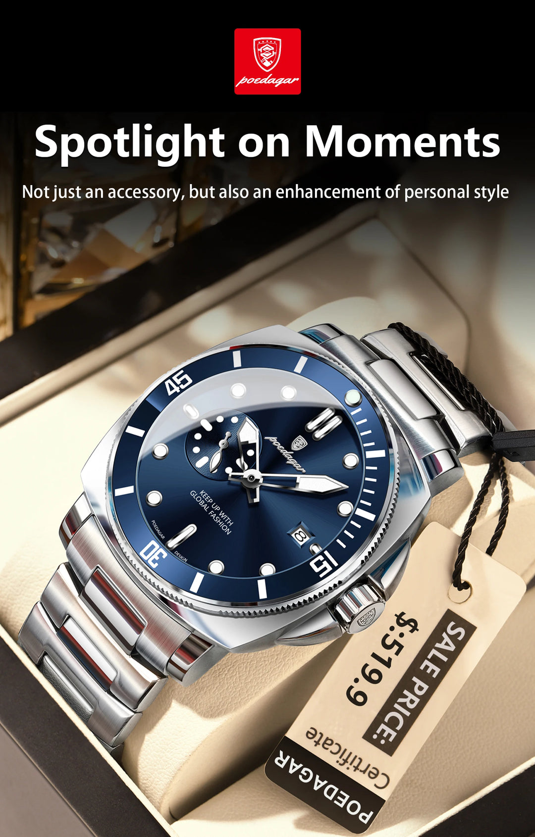 POEDAGAR SportLux® – Men’s Waterproof Quartz Watch