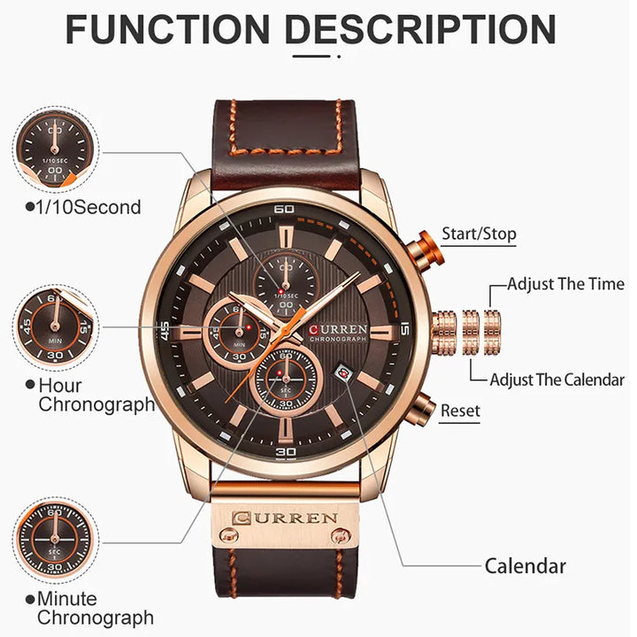 CURREN Brand Watch Men Leather Sports Watches Men's Army Military