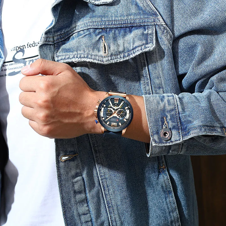 CURREN Marca de luxo masculina relógios esportivos analógicos de couro