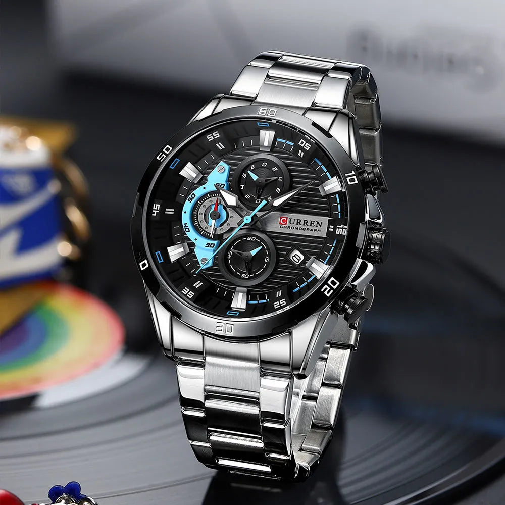 CURREN Stainless Steel Watches for Mens Creative Fashion