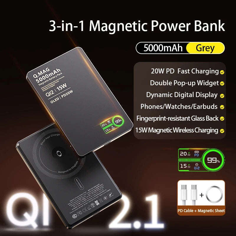 MagCharge Trio® – 3 in 1 Magnetic 15W Wireless Fast Charging Power Bank