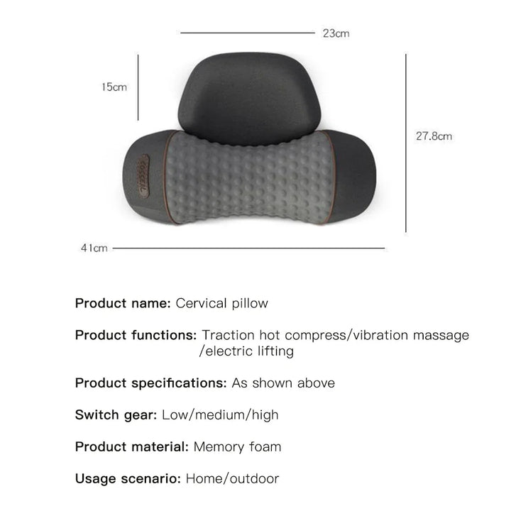Electric Massager Cervical Pillow Hot Compress Vibration Massage Neck Traction Relax Sleeping Memory Foam Pillow Spine Support