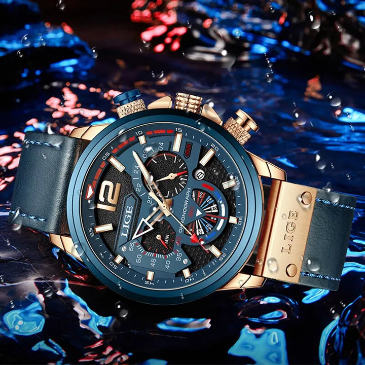 LIGE Fashion Watch - Relógios masculinos esportivos com cronógrafo de luxo