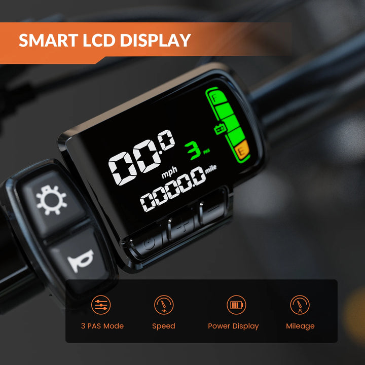 5TH WHEEL AB17 Electric Bike, 700W Peak Motor, 23 Mph Max Speed, Color LCD Display, Front Suspension (Gray)