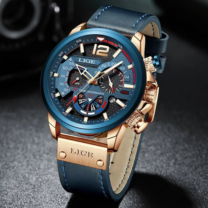 LIGE Fashion Watch - Relógios masculinos esportivos com cronógrafo de luxo