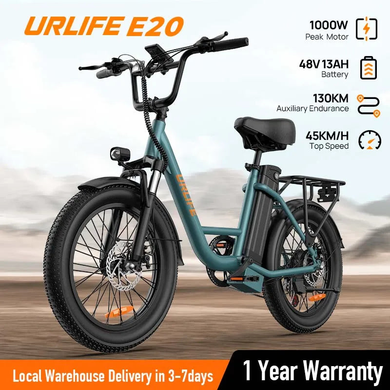 UrLife E20 Pro 1000W Electric Bike – 48V Battery, 20MPH