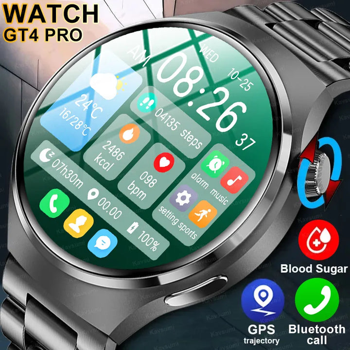 GT4 Pro Blood Glucose Smart Watch - Health & GPS Tracker NFC SmartWatch For Iphone Android