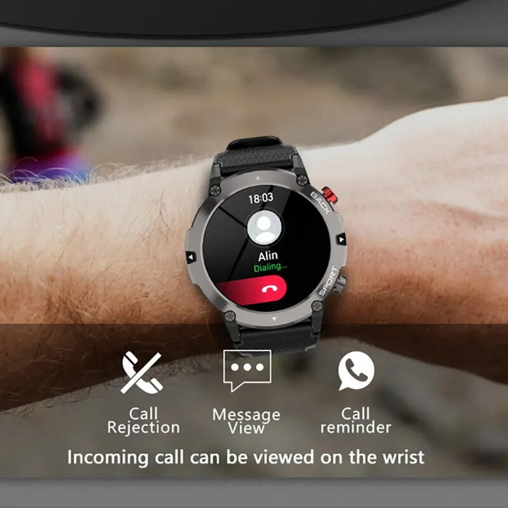 Military C21 Smart Watch Bluetooth Call Fitness Tracker 5ATM Waterproof- for iPhone Android Phone 2023