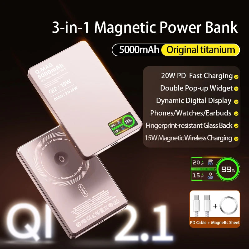 MagCharge Trio® – 3 in 1 Magnetic 15W Wireless Fast Charging Power Bank