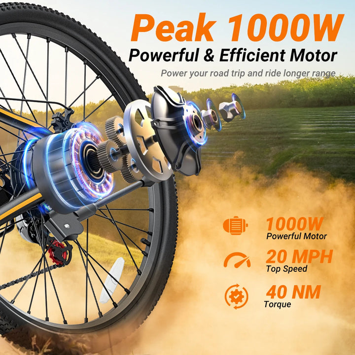 M26 ThunderGlide Pro 1000 – Ultimate City Power E-Bike - 1000W Peak Motor 360WH Lithium Battery