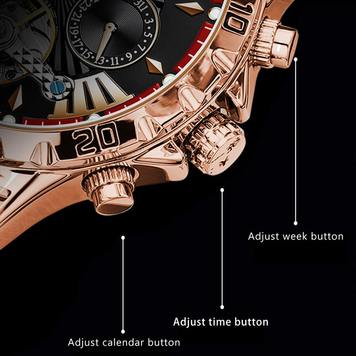 POEDAGAR Luxury Automatic Mechanical Men Watch Hollow Tourbillon Waterproof Luminous Male Clock Week Date Business Men's Watches
