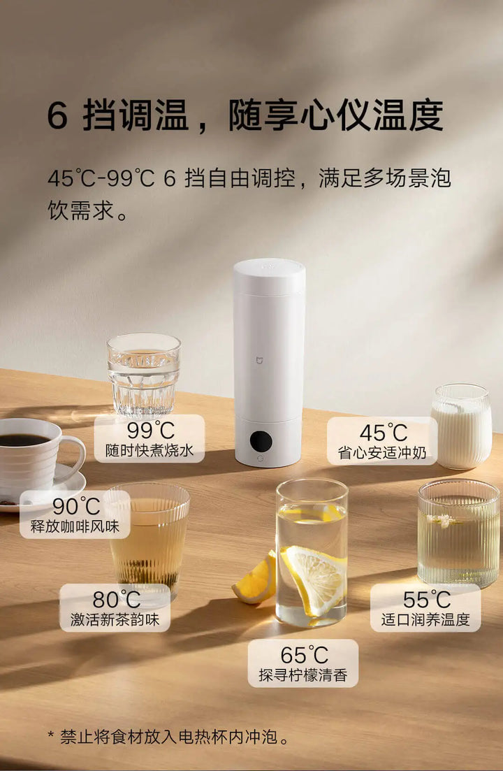350ML Xiaomi Mijia Smart Travel Kettle – 2-Temp LED Thermos, 316L Stainless Steel, Portable Heating Cup