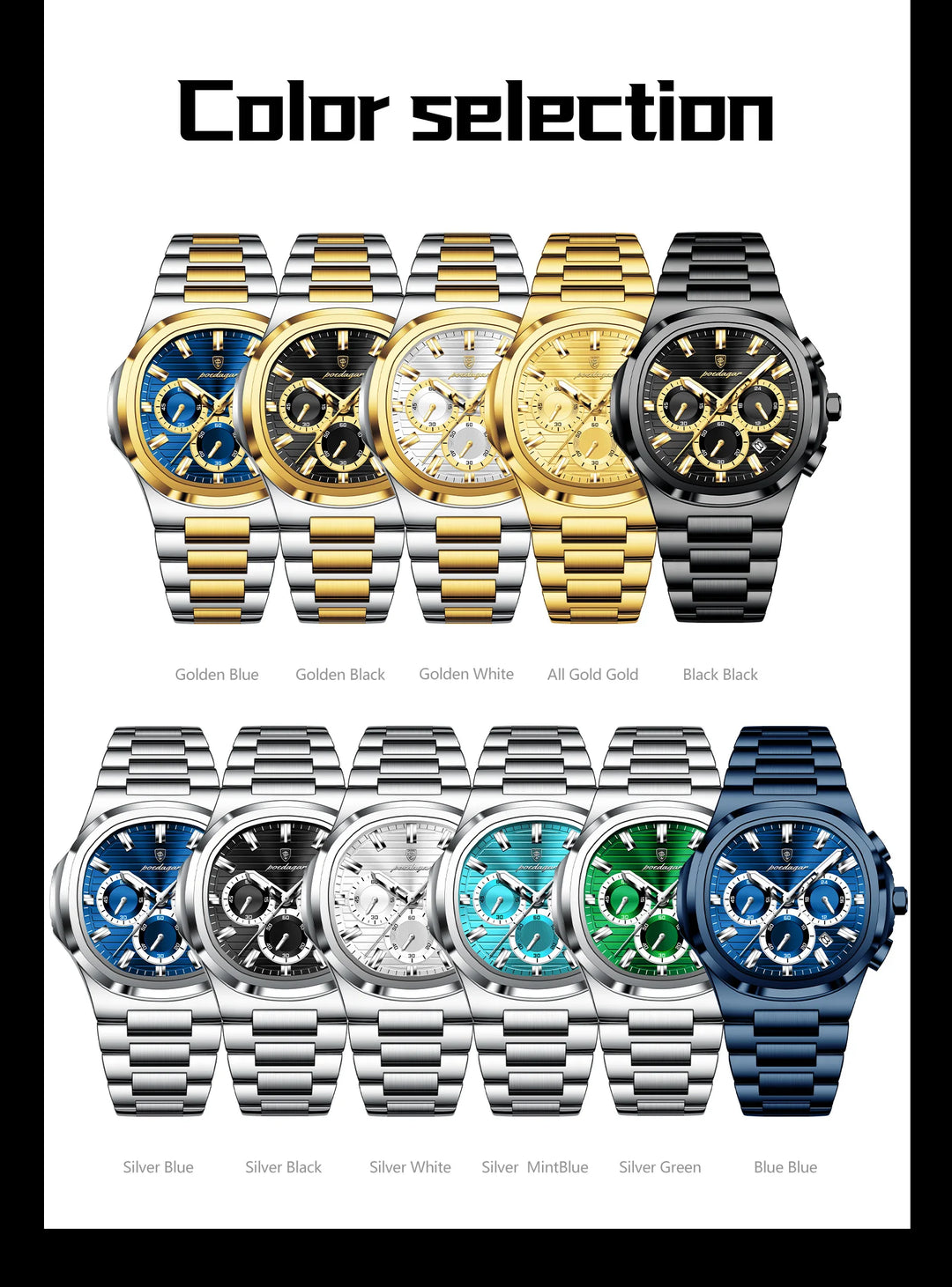 POEDAGAR Titan Commander® – Swiss Luminous Luxury Quartz Men’s Watch