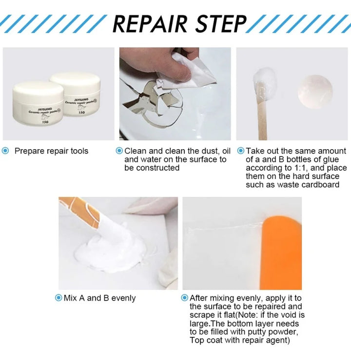 PorcelainFix Pro™ Ceramic & Tile Repair Kit – White Crack & Chip Repair Paste (2pcs/set)