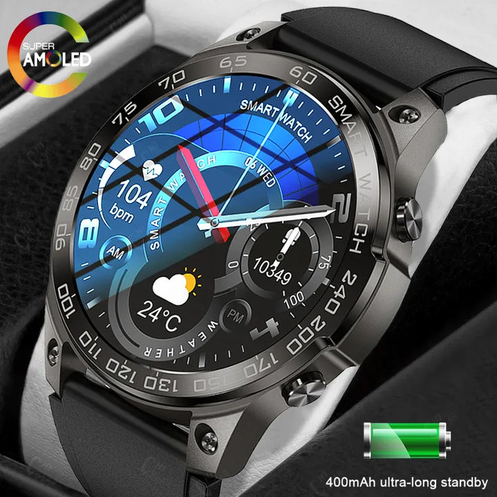 Novo ip68 natação à prova dip68 água homem relógio inteligente tela sempre mostrar tempo 400mah grande bateria nfc bluetooth chamada smartwatch homem