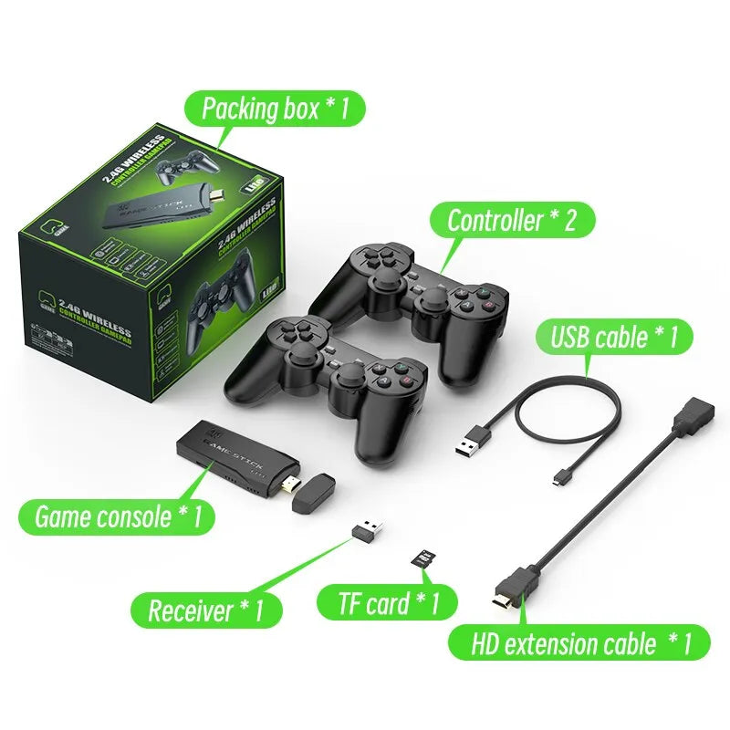 Para tv 2.4g console sem fio jogo vara 4k 10000 jogos portátil