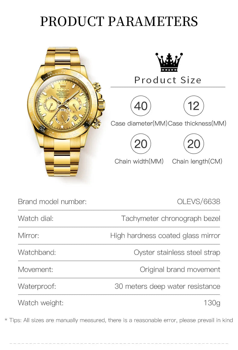OLEVS 6638 Prestige Mechanical Automatic – Men’s Luxury Timepiece