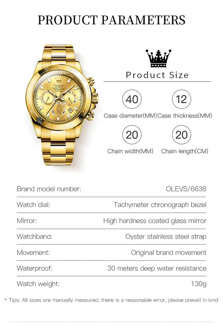 OLEVS 6638 Prestige Mechanical Automatic – Men’s Luxury Timepiece