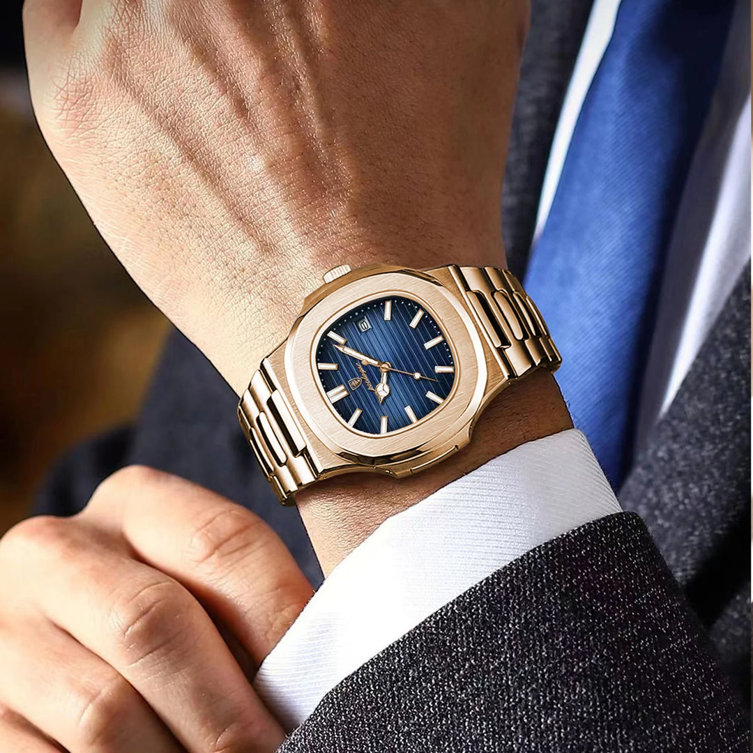 POEDAGAR NAUTILUS- Luxury Square Quartz Watch - Business, Waterproof, Luminous, Stainless Steel
