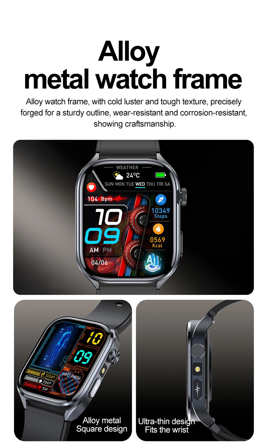 2025 New AI Intelligent ECG Health Smartwatches Men Blood Lipids Uric Acid Heart Rate 2.5D Dynamic UI Bluetooth Call Smart Watch