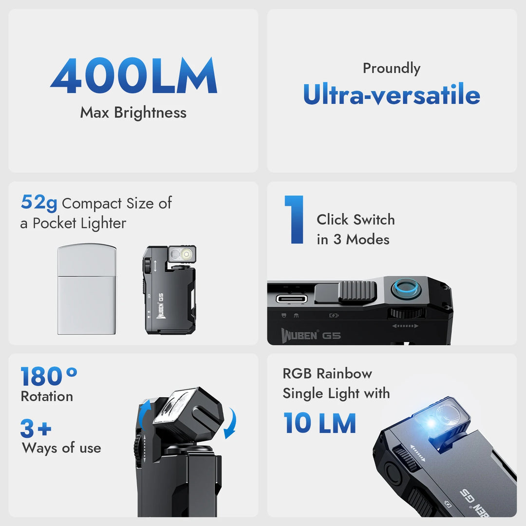 WUBEN G5 Ultra® – 400-Lumen Smart EDC Light
