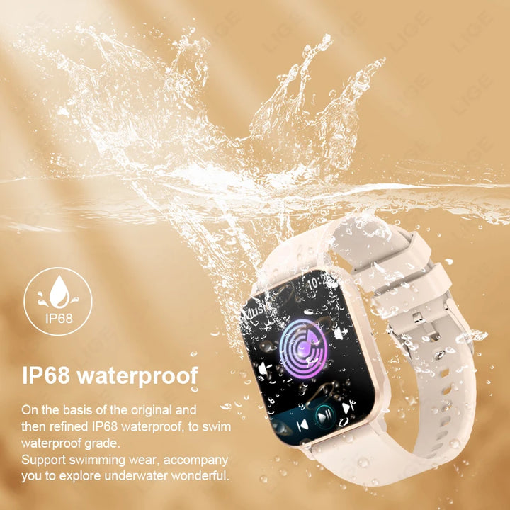 LIGE New 1.83 inch Women Smart Watch Health Monitor Thermometer Women’s Bracelet Bluetooth Call Lady Smartwatch For  Android ios