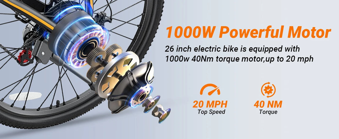 M26 ThunderGlide Pro 1000 – Ultimate City Power E-Bike - 1000W Peak Motor 360WH Lithium Battery