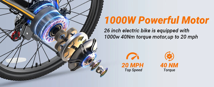 M26 ThunderGlide Pro 1000 – Ultimate City Power E-Bike - 1000W Peak Motor 360WH Lithium Battery