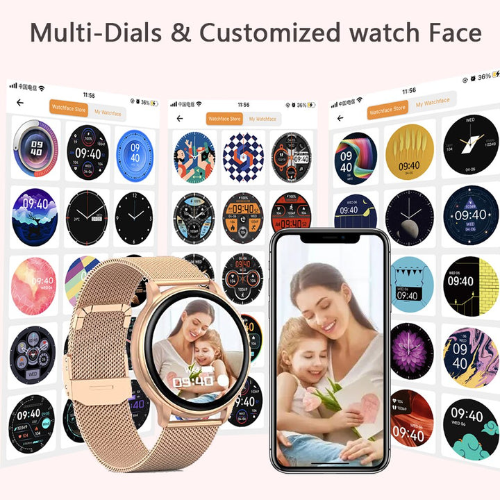 Lady Smart Watch Custom Dial Fitness Tracker Heart Rate For Android IOS