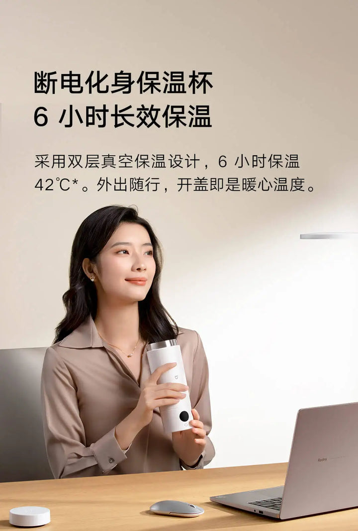350ML Xiaomi Mijia Smart Travel Kettle – 2-Temp LED Thermos, 316L Stainless Steel, Portable Heating Cup