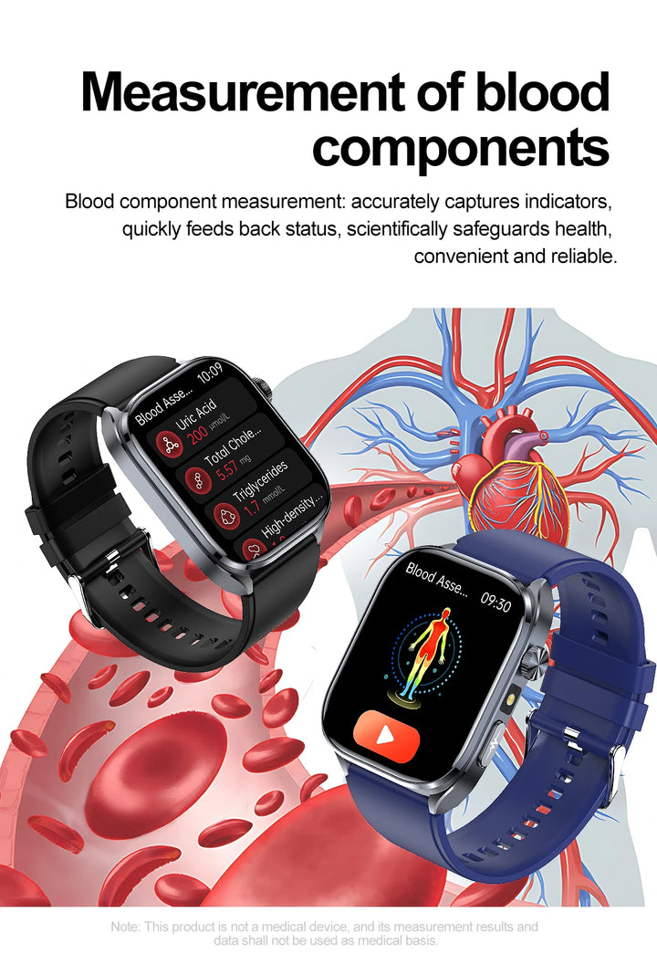 2025 New AI Intelligent ECG Health Smartwatches Men Blood Lipids Uric Acid Heart Rate 2.5D Dynamic UI Bluetooth Call Smart Watch