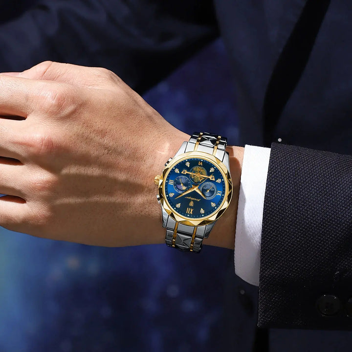 POEDAGAR Luxury Man Wristwatch Waterproof Luminous Chronograph Watch for Men