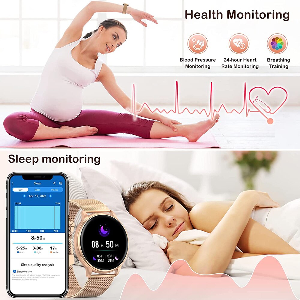 Lady Smart Watch Custom Dial Fitness Tracker Heart Rate For Android IOS