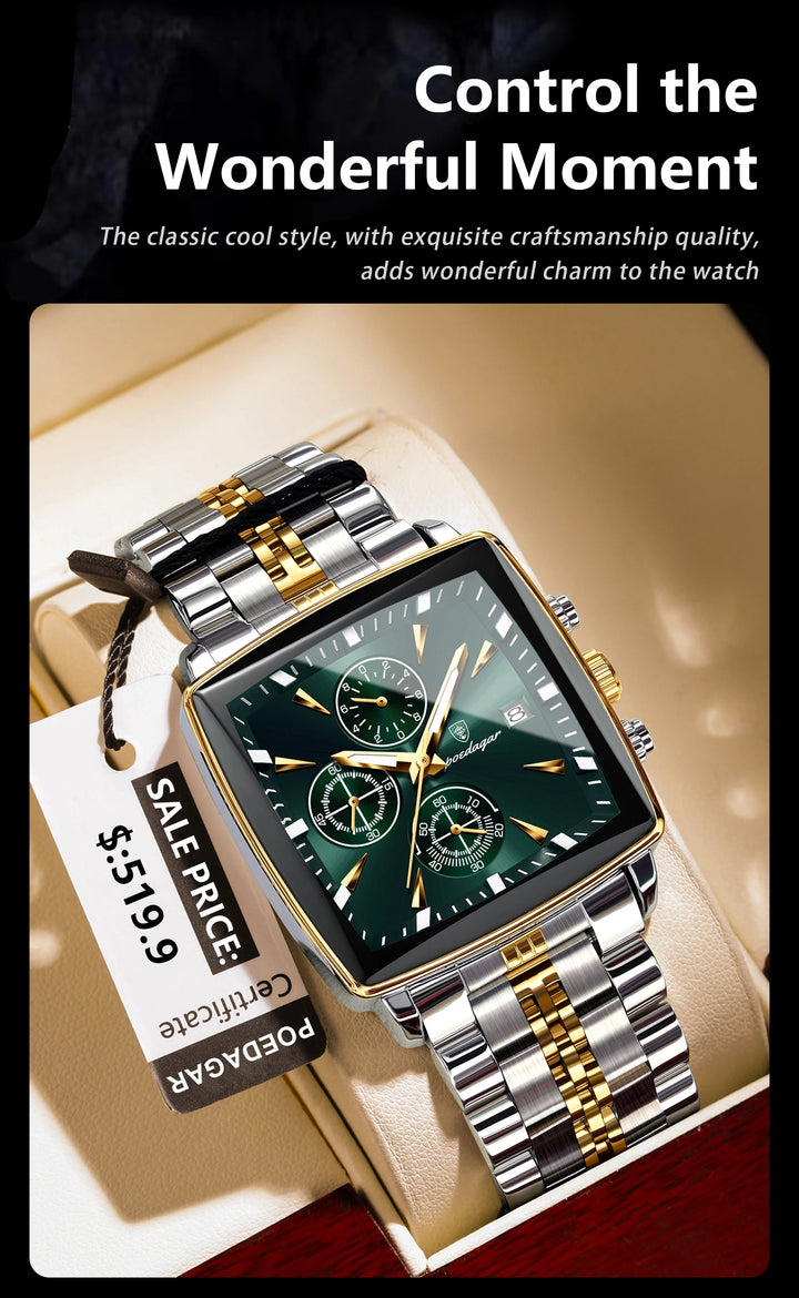 POEDAGAR Imperial Chronograph -  Swiss Luminous Luxury Quartz Men’s Watch