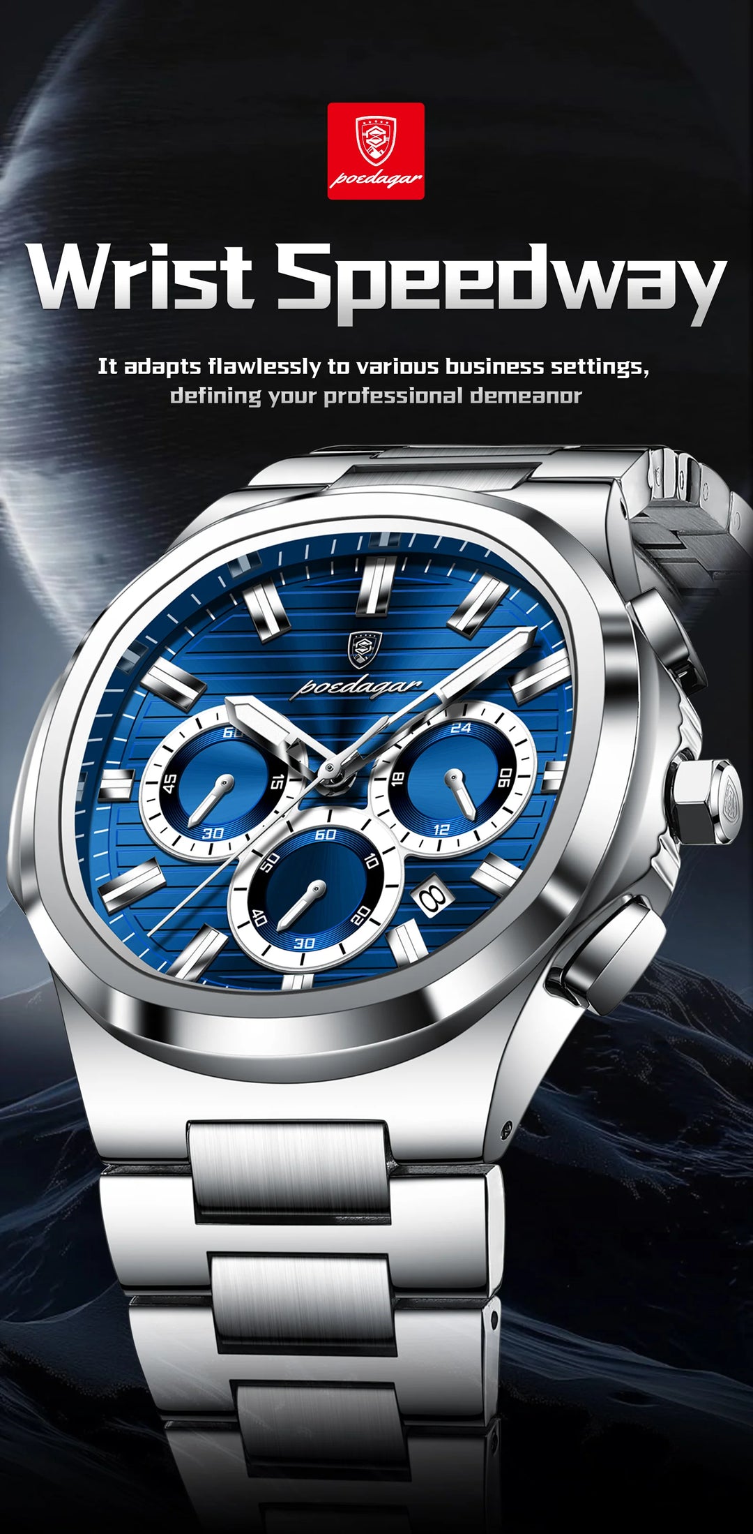 POEDAGAR Titan Commander® – Swiss Luminous Luxury Quartz Men’s Watch