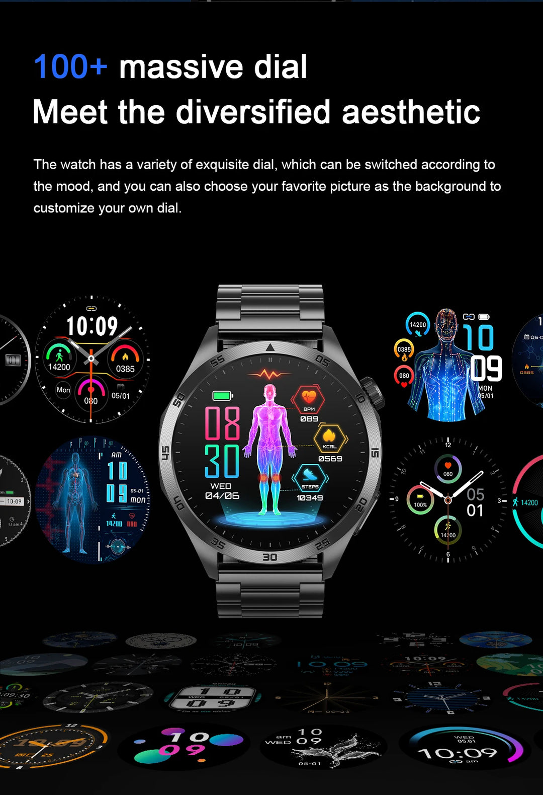 Ultra AI health watch gen 4- 1.43 inch Amoled HD Large Screen ECG Measurement Health Monitor BT Call Sport Fitness Tracker Smartwatch