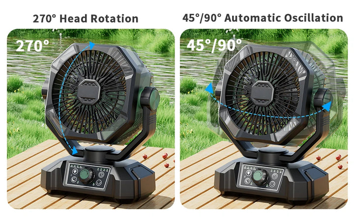 20000mAh Battery Camping Fan with 4 LED Lantern 8 Speeds Desk Fan Portable Outdoor Fan for Outdoor Camping Tent and Fishing