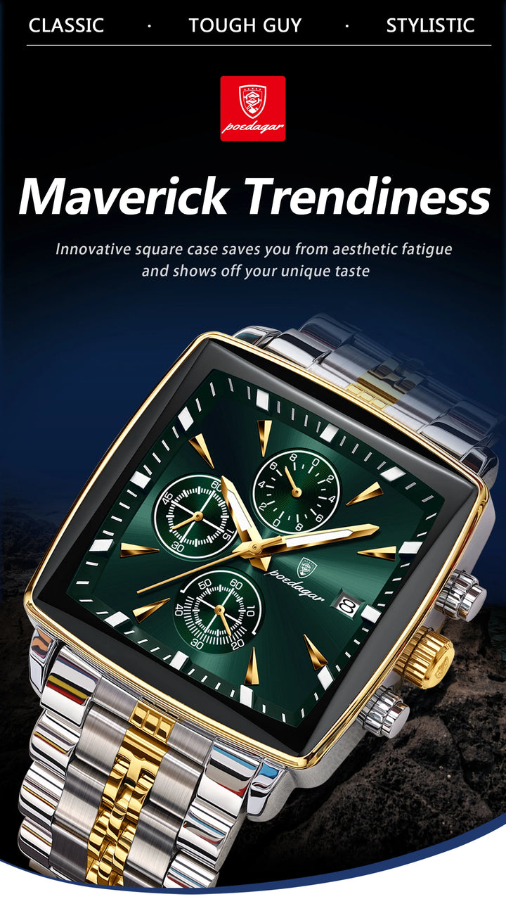 POEDAGAR Imperial Chronograph -  Swiss Luminous Luxury Quartz Men’s Watch