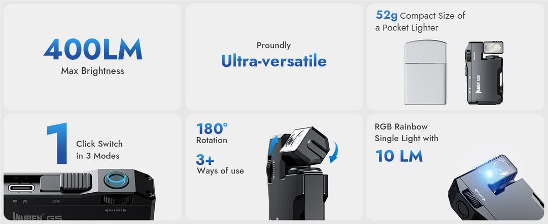 WUBEN G5 Ultra® – 400-Lumen Smart EDC Light