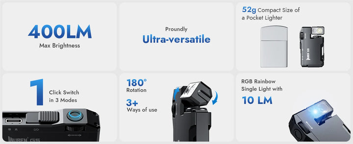 WUBEN G5 Ultra® – 400-Lumen Smart EDC Light