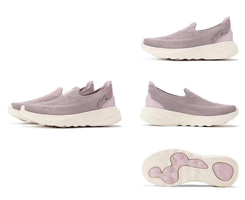 Li-Ning Women’s Soft Go 2 Knit Slip-On Walking Shoes – Ultra Lightweight, Super Comfy Breathable Cushioned Sneakers
