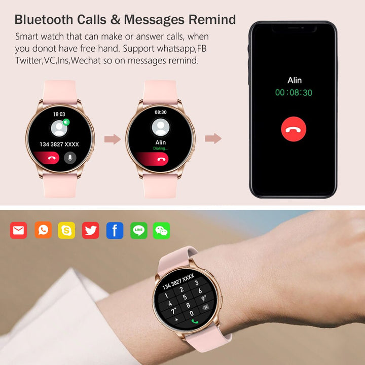 Lady Smart Watch Custom Dial Fitness Tracker Heart Rate For Android IOS